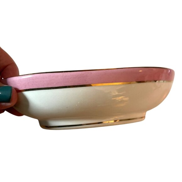 Vintage Fiorentine Floral Oval Porcelain Dish with Gold Trim Made in Italy - Picture 2 of 9